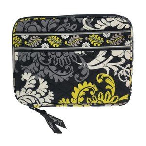 Vera Bradley Iconic Tablet Organizer Quilted Floral‎ Black Yellow Zip Close